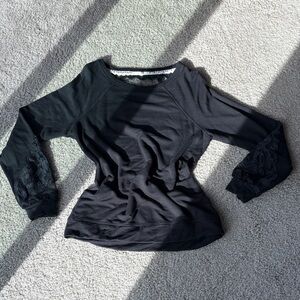 NWOT Maurice’s Black Lace-Sleeve Pullover Top